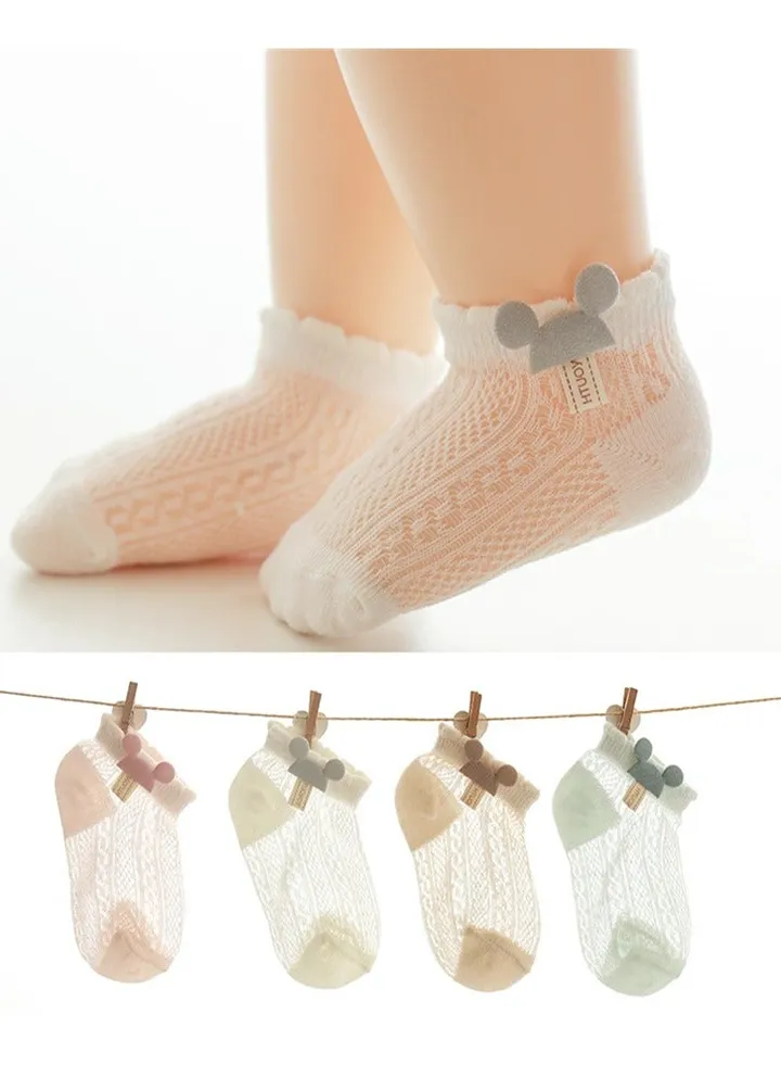 Baby Socks Summer Thin baby Socks Floral Super Comfortable 4 Pairs