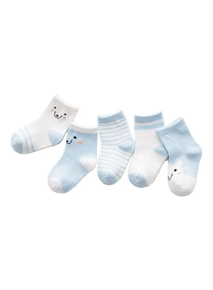 Pack Of 5 Print Striped Socks Blue/White