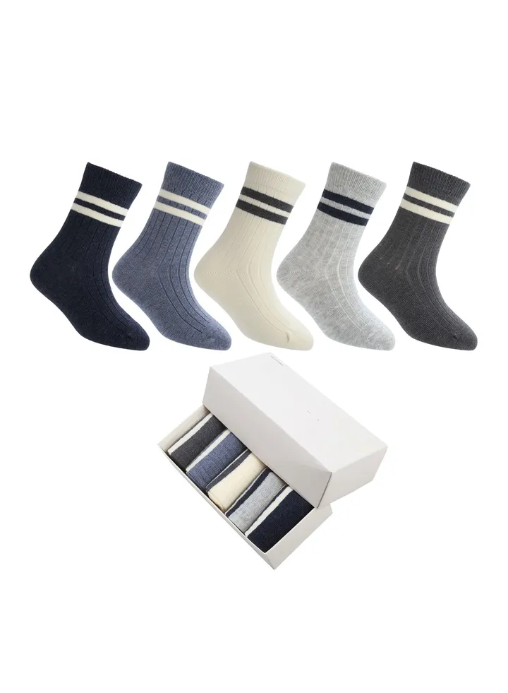 Pack Of 5 Children Cotton Crew Socks for Kids Toddler Socks