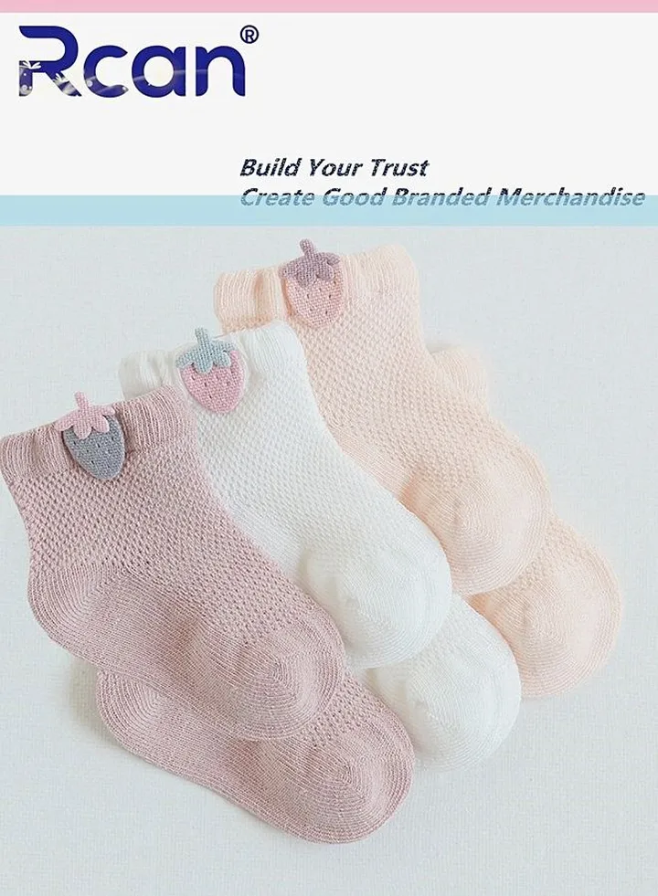 Rcan 3 Pairs Baby Cute Cartoon Print Socks Short Cotton