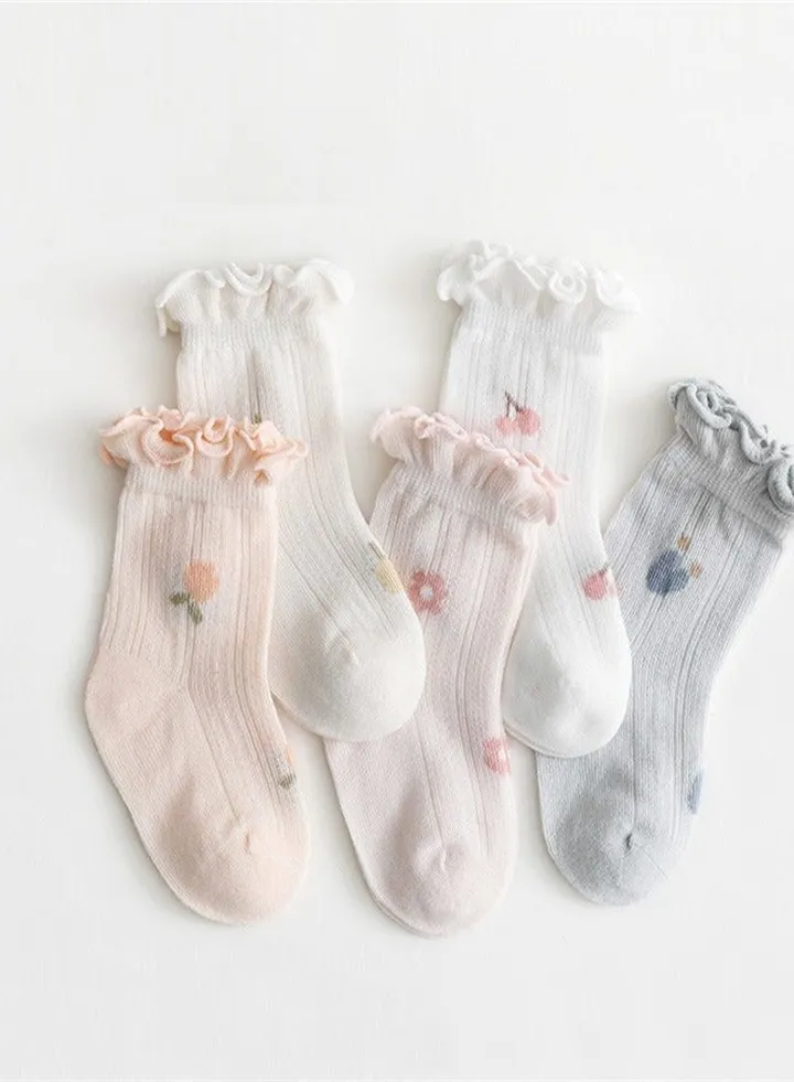 Baby Socks Summer Thin baby Socks Floral Super Comfortable 5 Pairs