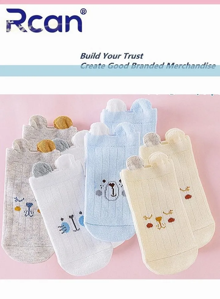 Rcan 4 Pairs Baby Cute Cartoon Print Socks Short Cotton