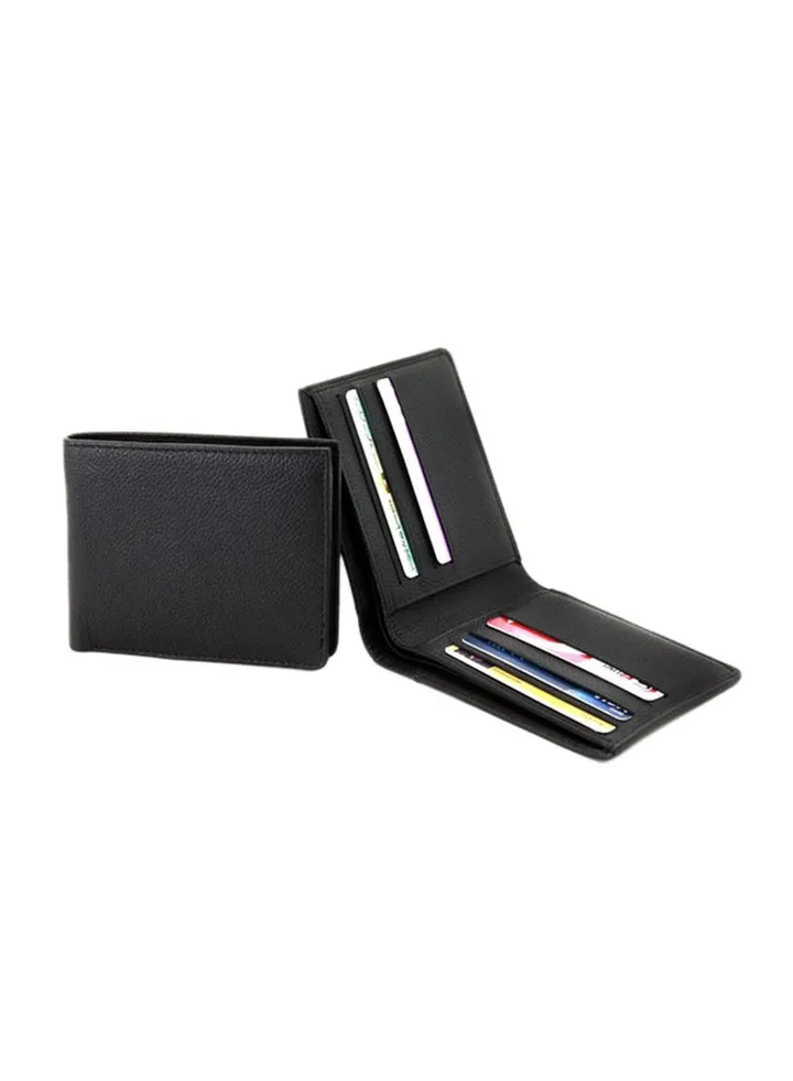 Genuine Leather Men’s Wallet Grainy Black