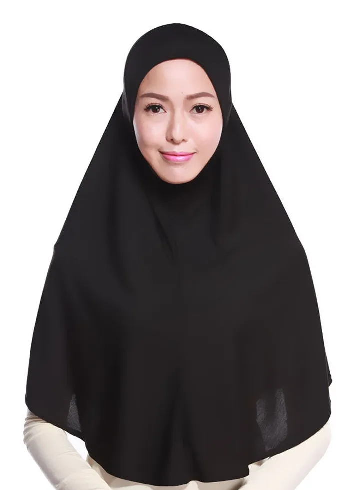 Long Head Cover Hijab Black