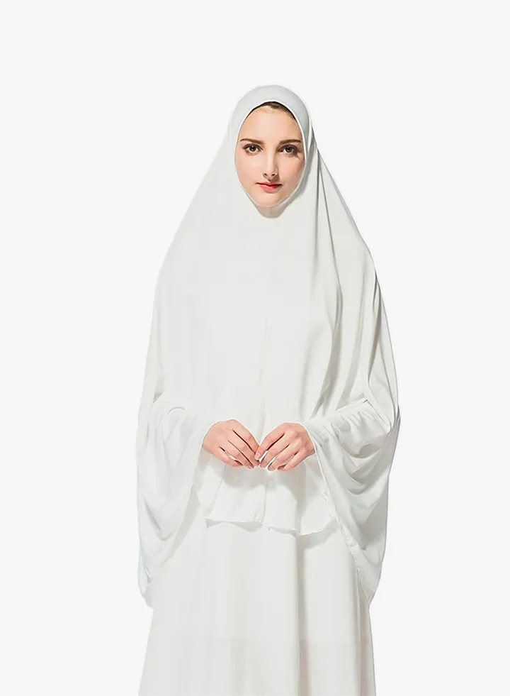 Polyester Blend Long Hijab White