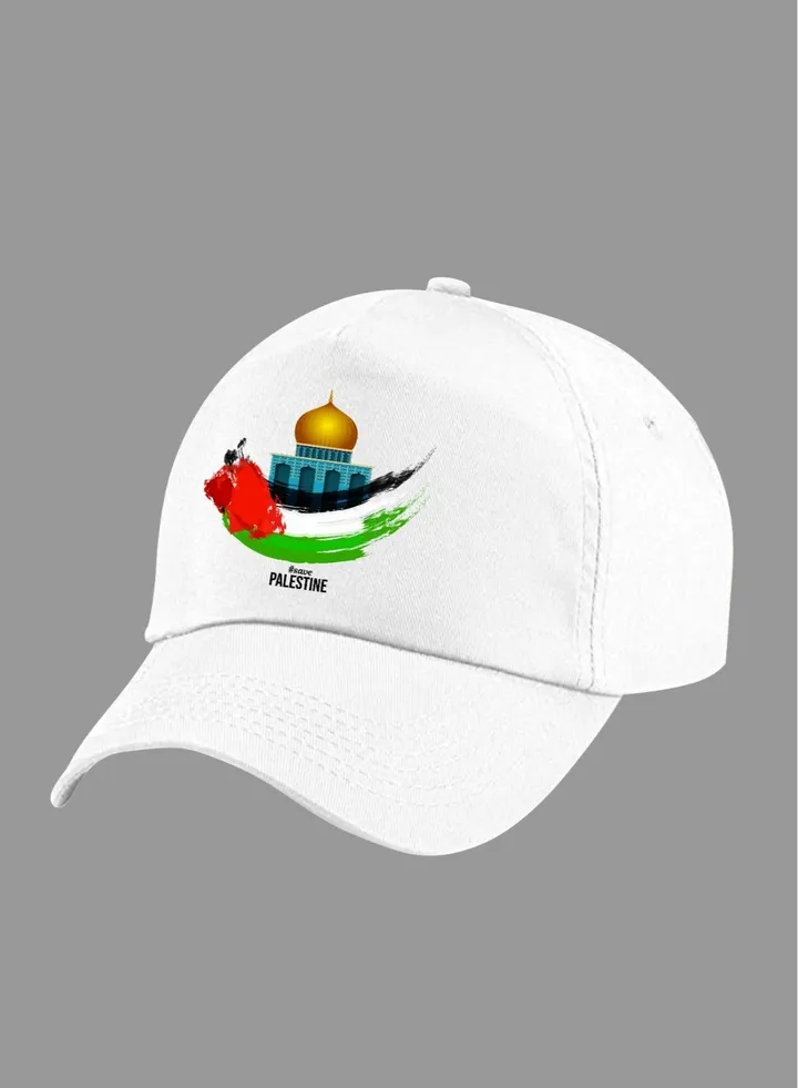 Palestine Printed Cap White Color