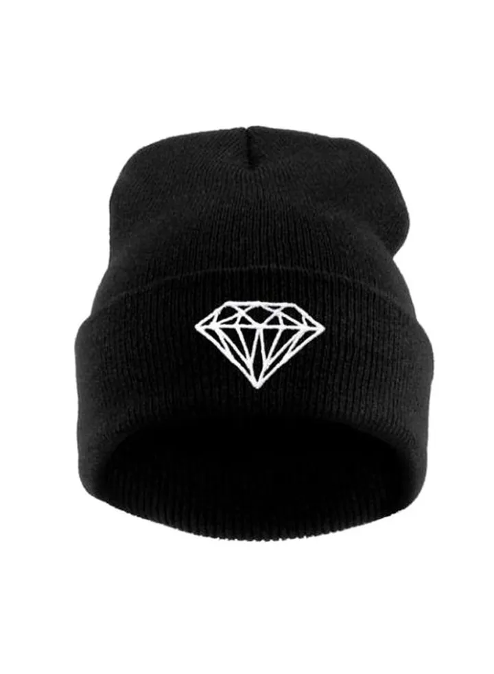 Diamond Design Beanie Cap Black