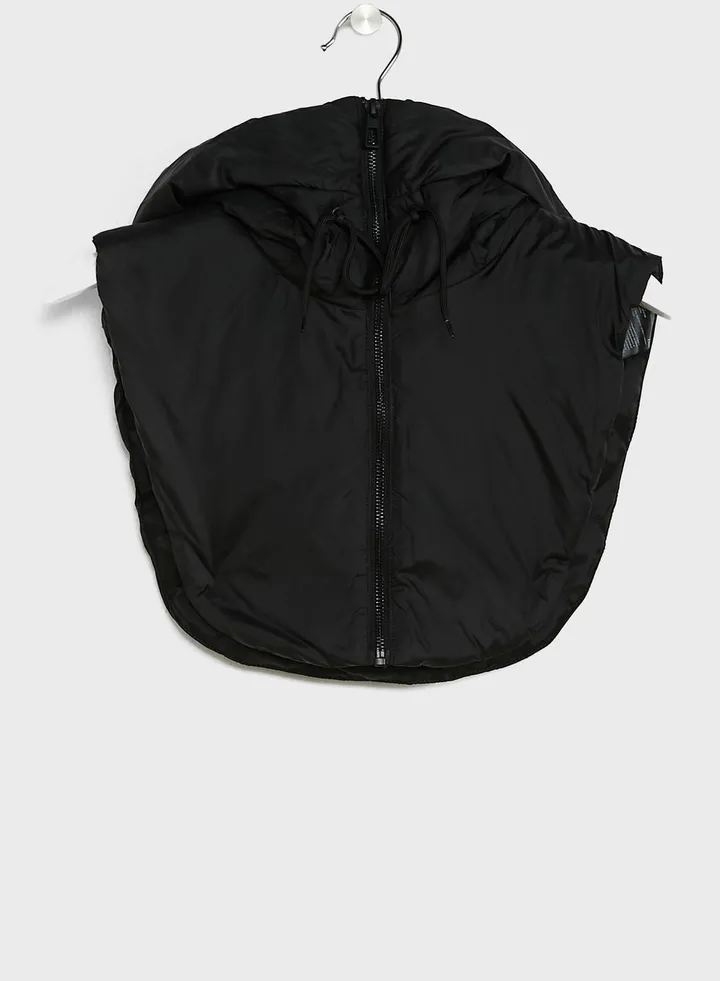 Puffed Hooded Mock Collar