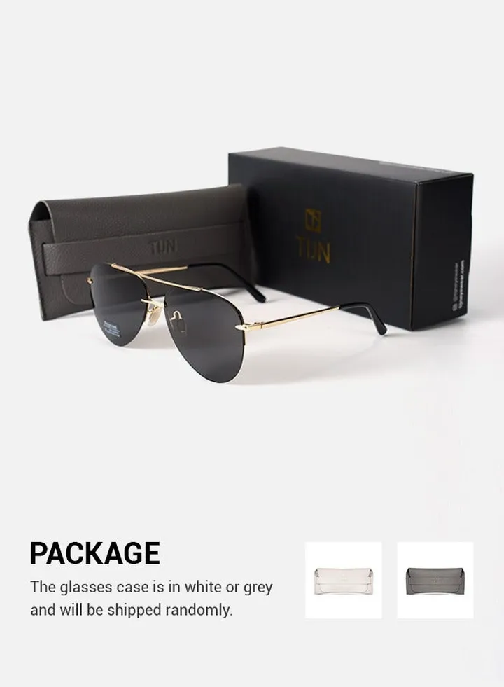 TIJN Pilot Frame Sunglasses for Men and Women - Black