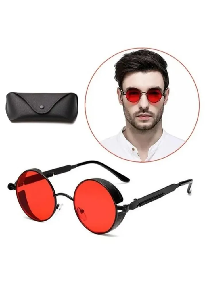 Retro Steampunk Sunglasses for Women and Men Round Lens Metal Frame