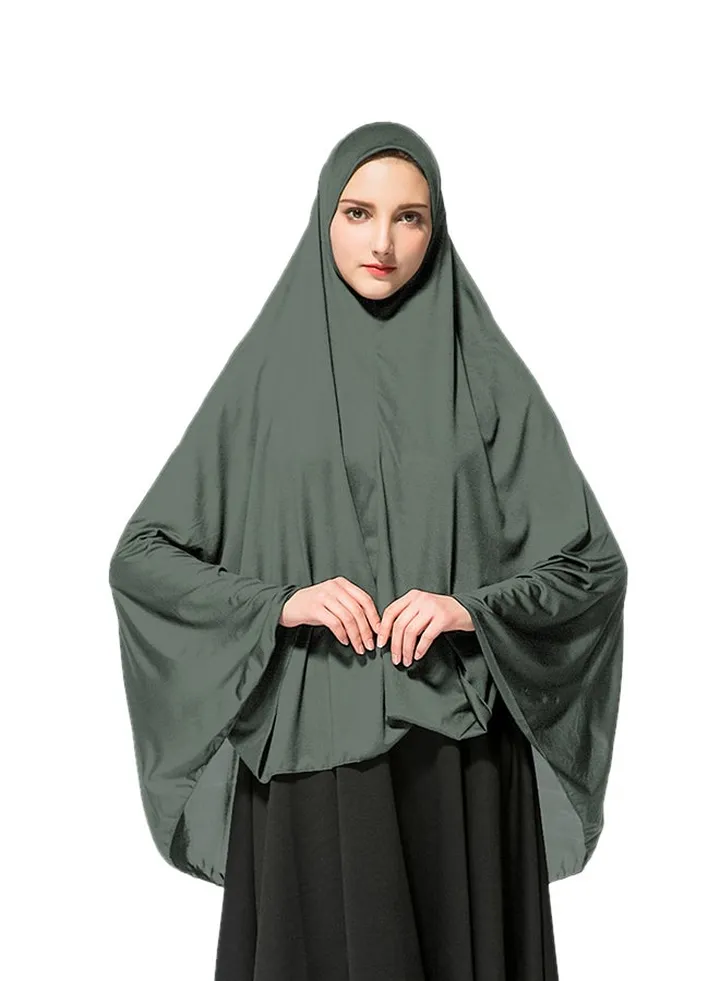 Polyester Blend Long Hijab Grey