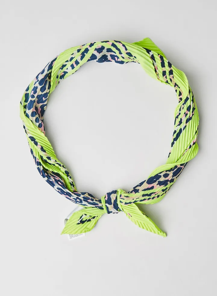 Leopard Print Square Scarf Safety Yellow