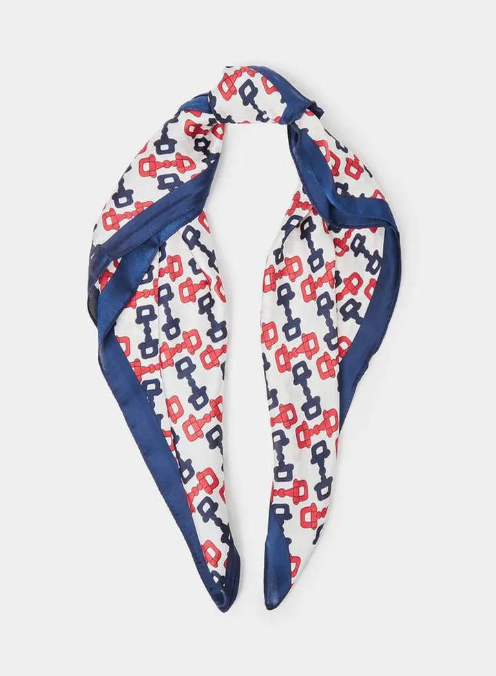 Contrast Border Graphic Print Scarf