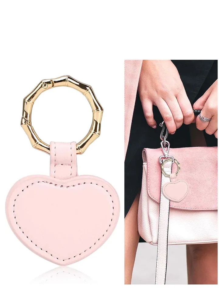 Magnetic Hat Clip for Travel, PU Leather Multifunctional Fashion Hat Holder Clip for Men and Women, Portable Cap Clips for Bag Handbag Backpack Luggage Purse, Heart Pattern, 1 Pcs, Pink