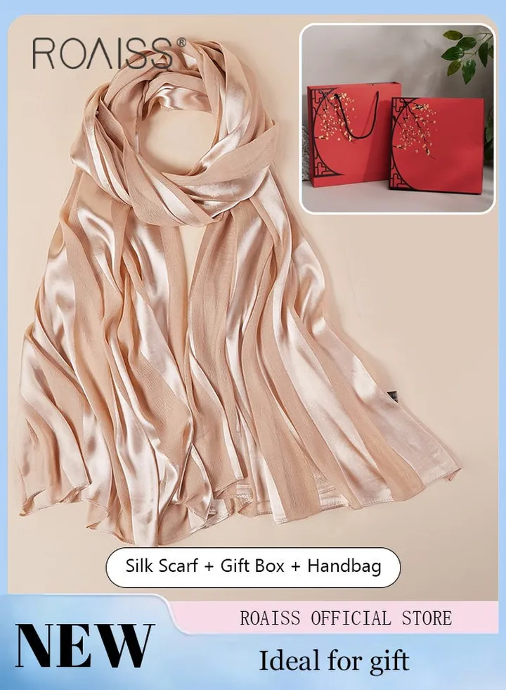 Silk Scarf Gift Box Versatile Ladies Fashion Shawl High-Quality Fabric Soft and Comfortable Long Design Multifunctional Women Shawl for Everyday Use