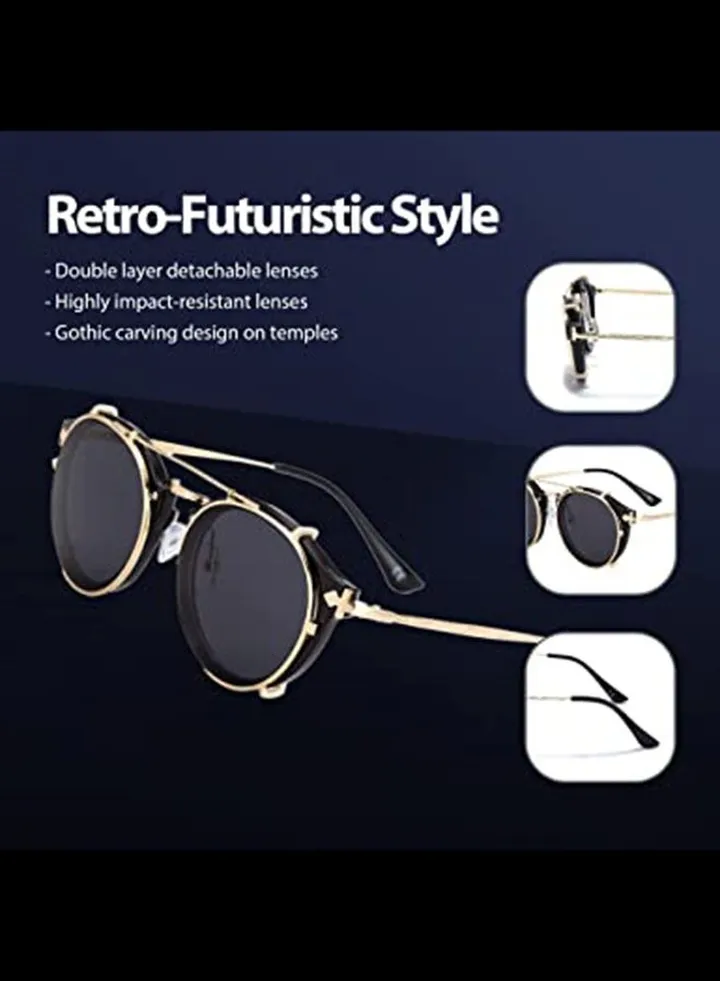 Retro Dual Use Round Frame Sunglasses B1813-C1
