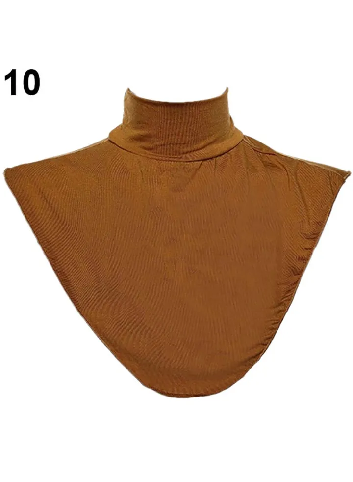 Solid False Collar Hijab Brown