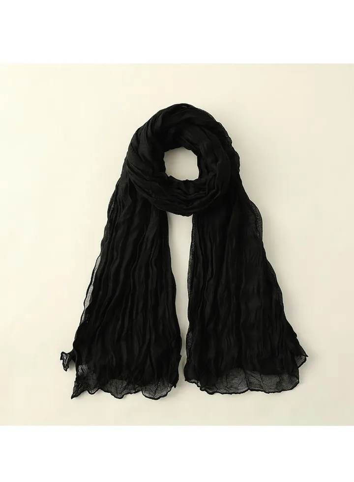 M MIAOYAN Pure color cotton linen silk scarf Muslim scarf Baotou beach sunscreen long scarf shawl 90*180cm