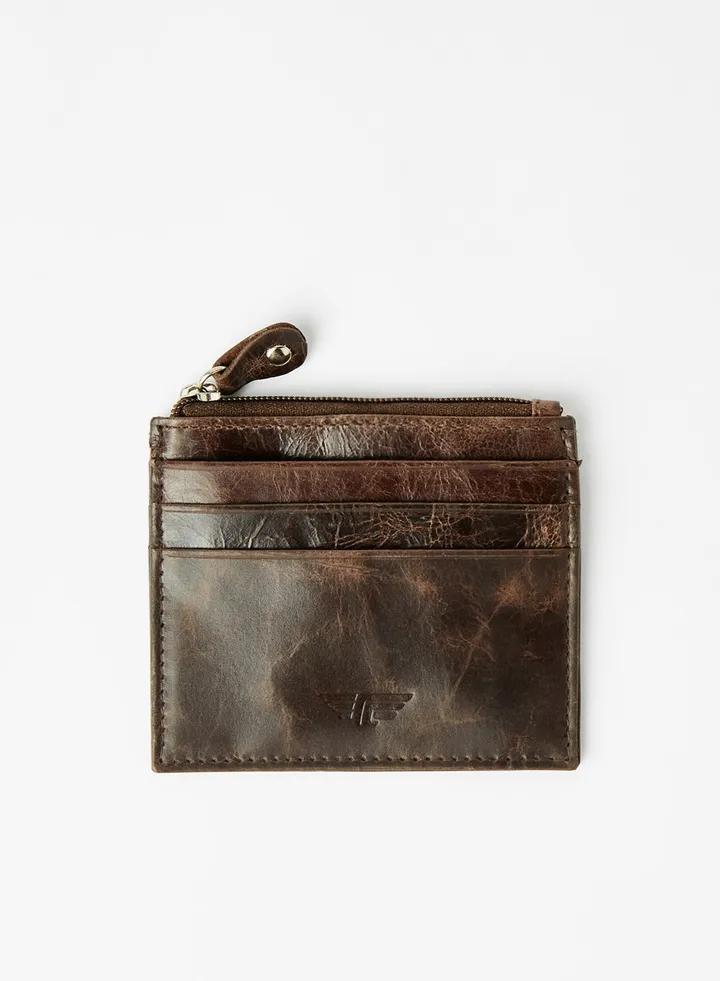 Textured Card Holder Dark Brown