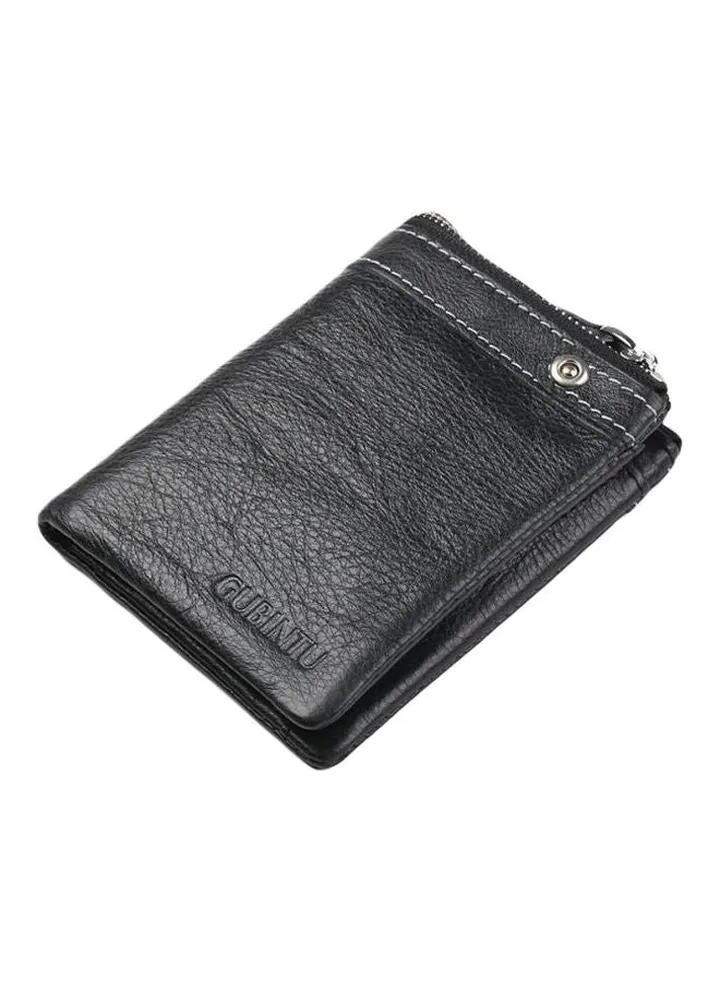 Leather Trifold Wallet Black
