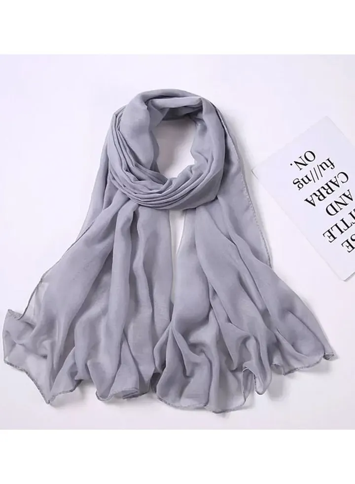 Women Cotton Linen Long Scarf Grey Colour