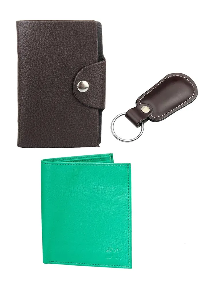 3-Piece Swiss Design Pack Of Wallet, Cardholder And Keychain Gift Set Green
