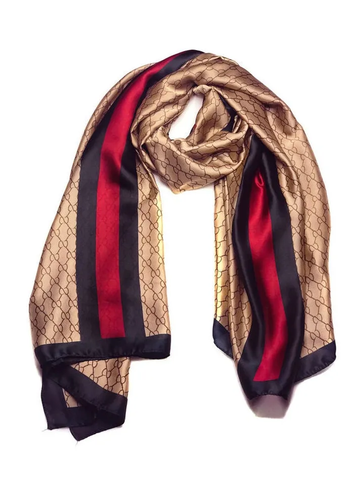 Multiuse Scarves For Ladies Classic Style Middle Line Bold Print Beige