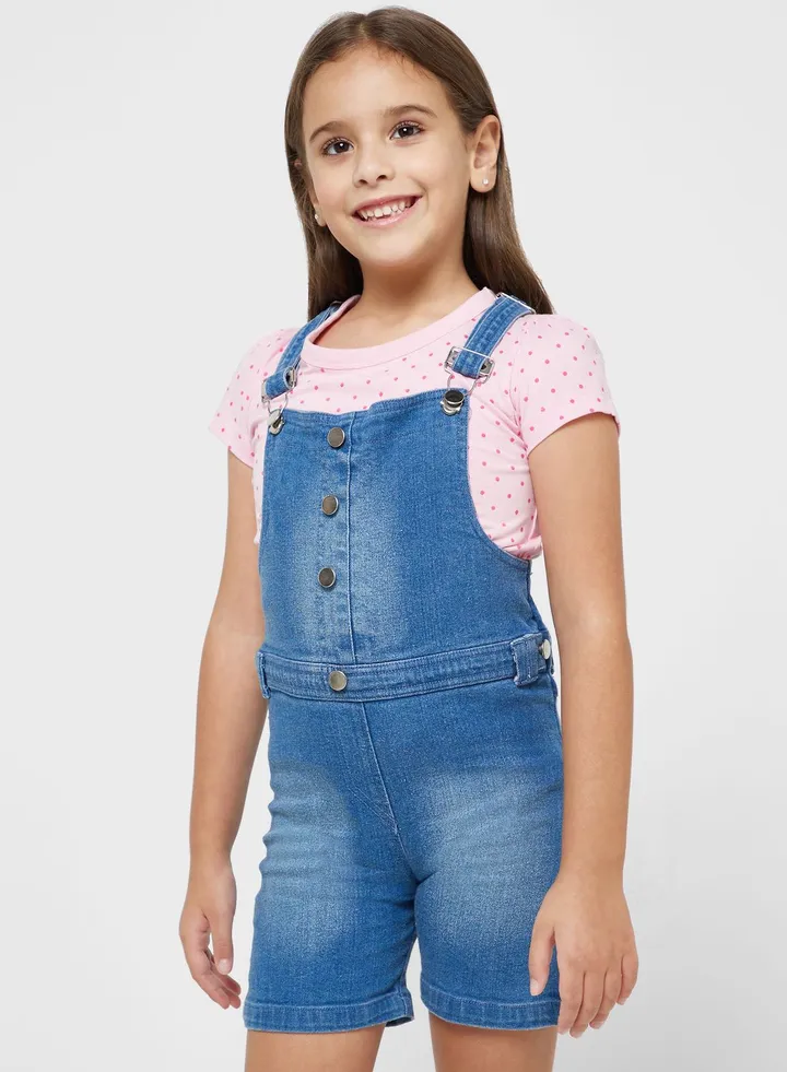 Girls Shorts Leggeed Dungaree