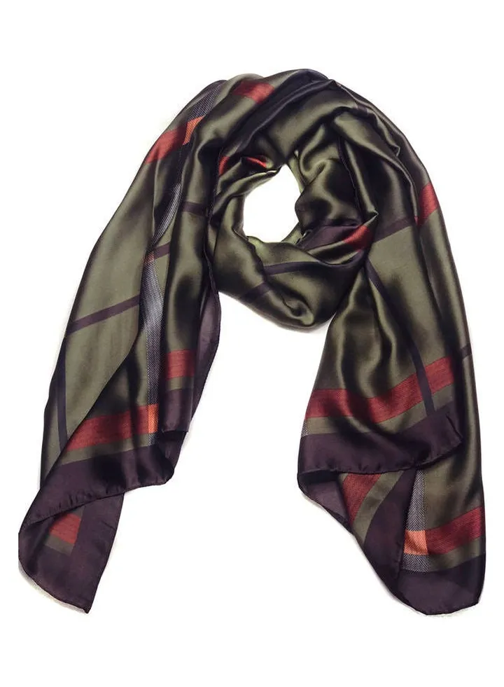 Multiuse Scarves for Ladies Classic Checks Print Solid Brown