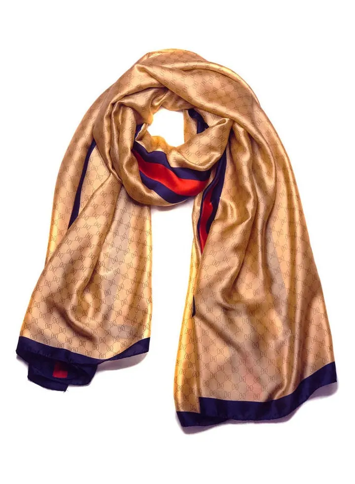 Multiuse Scarves For Ladies Classic Style Middle Print Beige