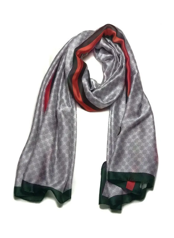 Multiuse Scarves for Ladies Classic style Middle Line print Grey