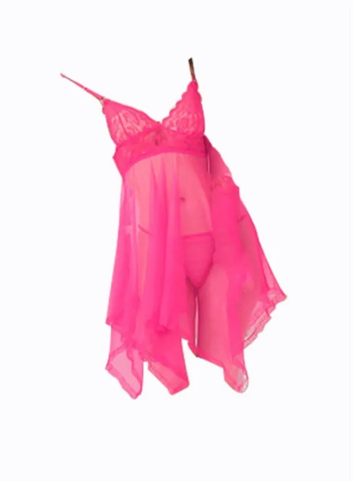Mesh Lingerie set 2-Pieces Women Suspenders Sleepwear Lace Hollow Out Pajama