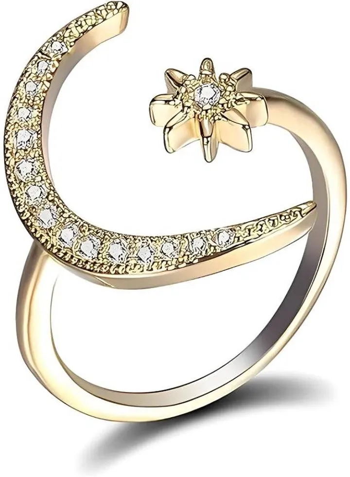 Crescent and Star Ring, Free Size