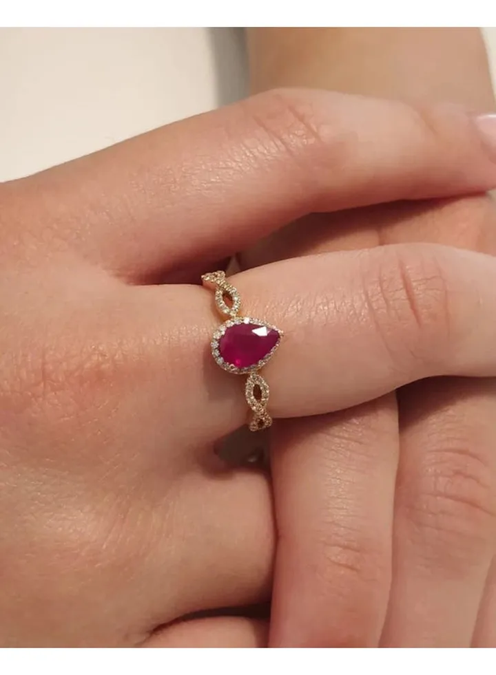 Ruby Stone Vintage Pear Ring