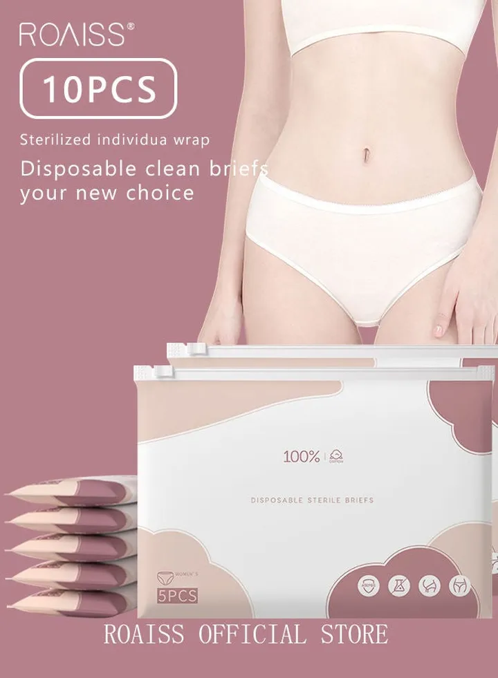 10 Pack Set Women's Disposable Briefs Pregnant Confinement Postpartum Sterile High Stretch Panties Mid-waist Hygiene Soft Underpants Individual Package Underwear White