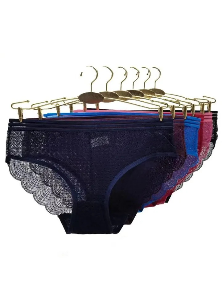 Zeemey 6 Pack Women Lace Underwear Charming Breathable Hipster Panties Stretch Bikini Briefs Lingerie