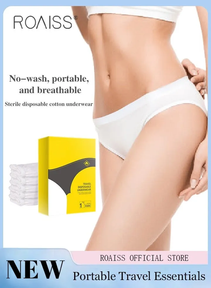 5-Piece Disposable Underwear for Women Portable Throwaway Sterile Pure Cotton Underpants for Business Supplies Travel and Maternity Postpartum