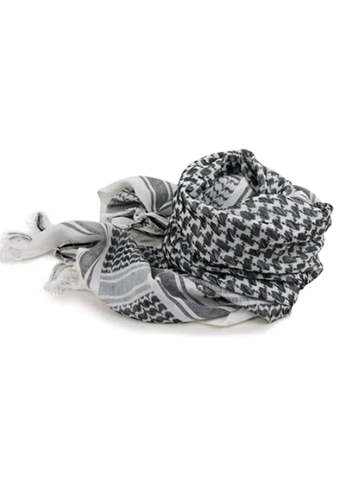 Plaid Pashmina Scarf White