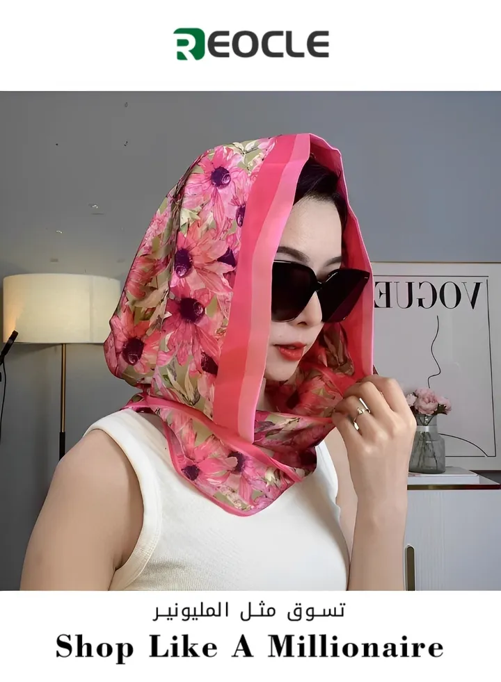 Women's Turbans with Double Sided Sun Protection Turban Head Wraps Soft One Piece Hijab Long Turban Full Head Scarf Mulberry Silk Sunscreen Visor
