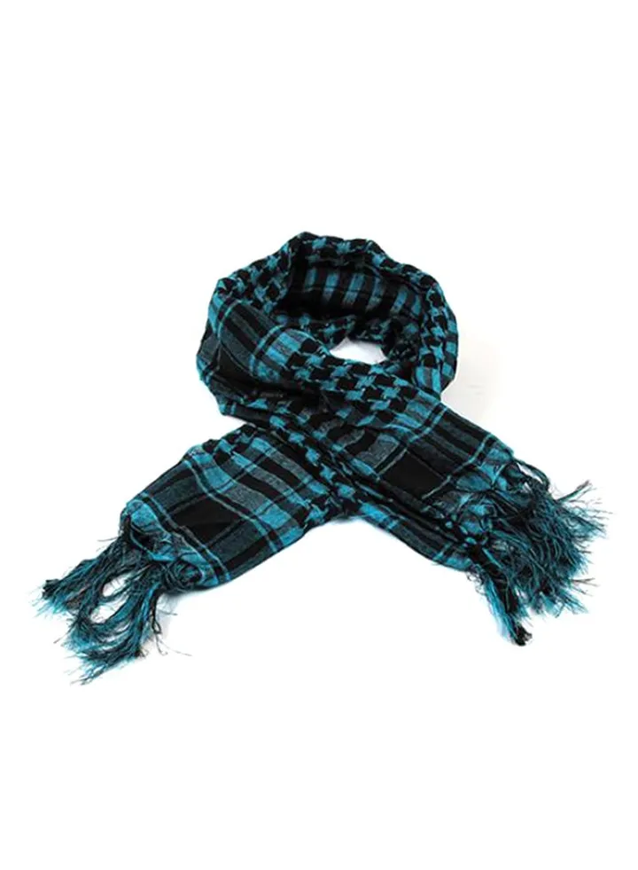 Plaid Pashmina Scarf Blue/Black/Grey