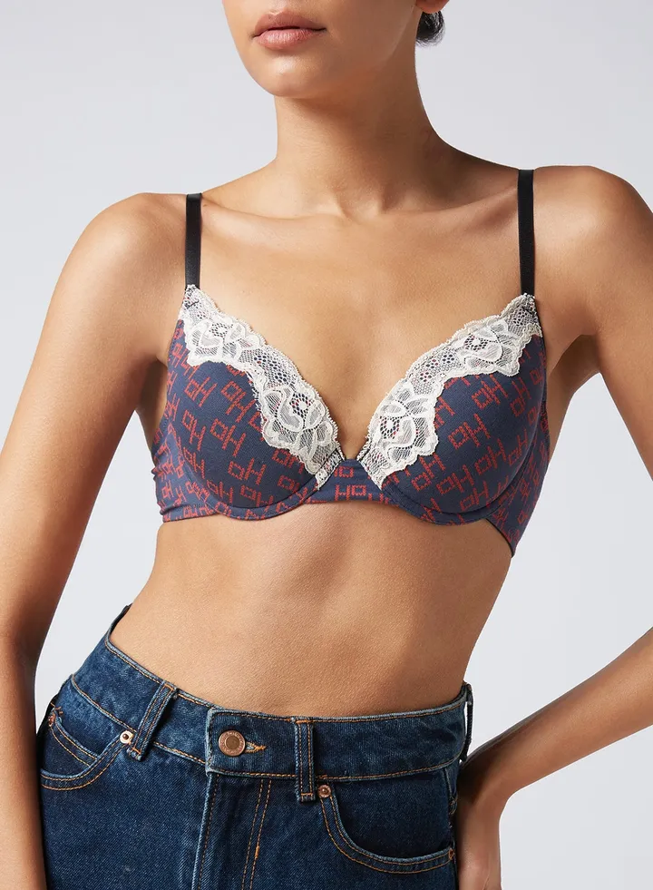 Casual Plunge Bra Navy/Red