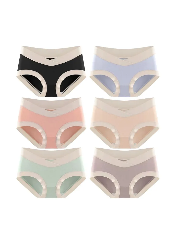 Zeemey 6 Pack Womens Cotton Maternity Underwear,Healthy Maternity Pregnancy Panties Postpartum Mother Under Bump Underwear