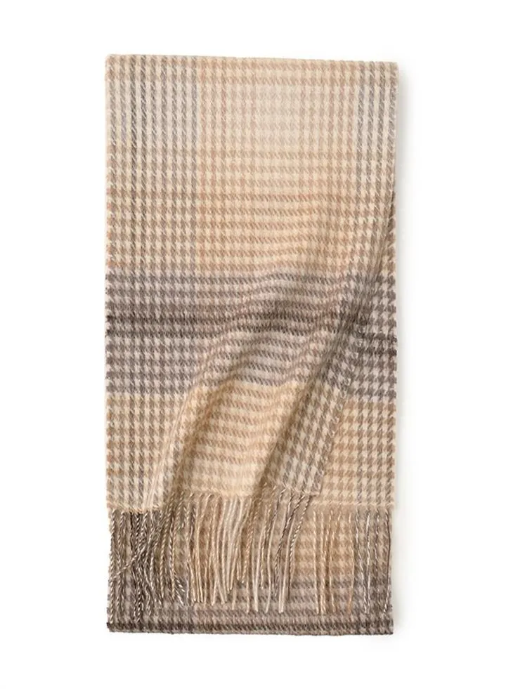 Warm Long Cashmere Check Scarf Multicolour