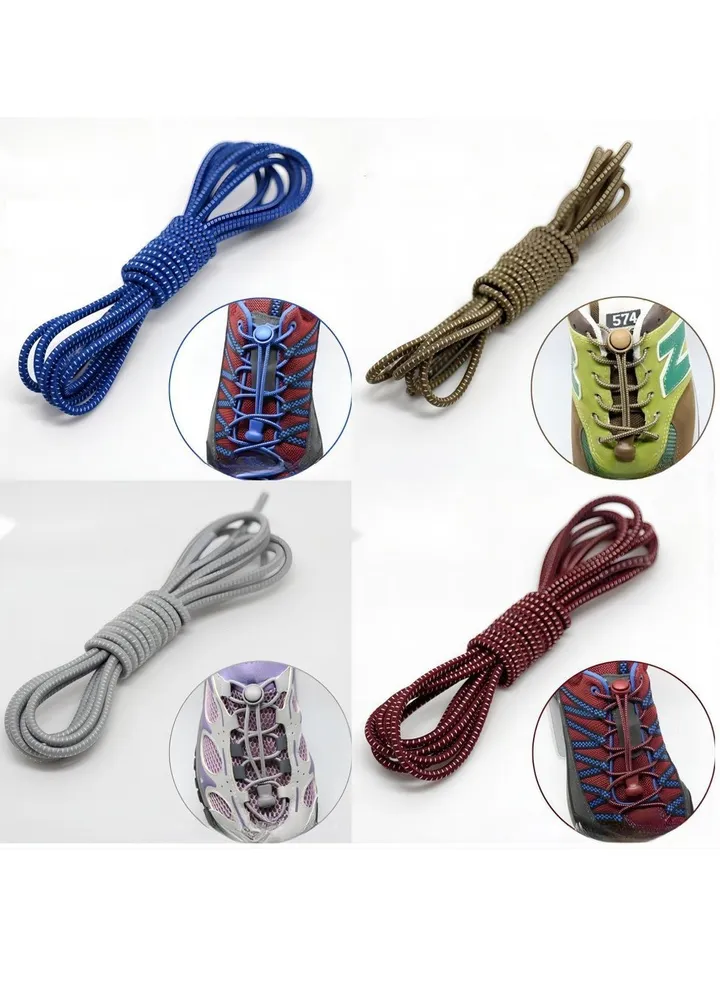 No Tie Shoelaces,4 Pairs Elastic Lock Shoe Laces for Kids Adults Women Men