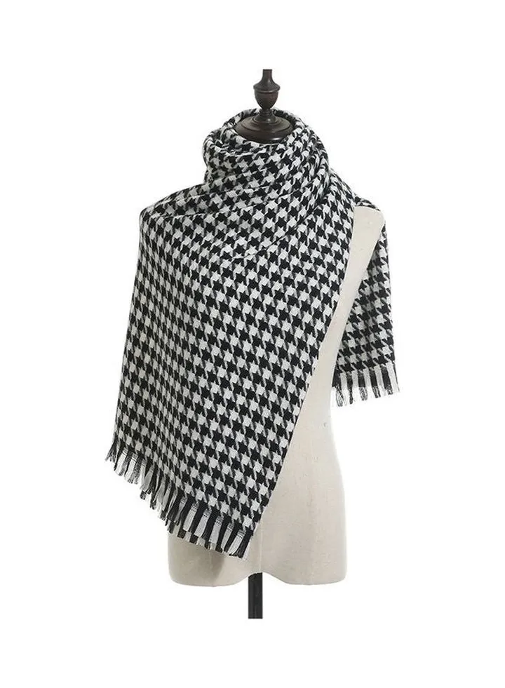 Checkered Details Scarf White/Black