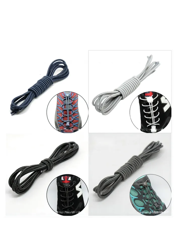 4 Pairs Of Tie Free Shoelaces In White/Black/Black Dots On A White Background/White Dots On A Black Background
