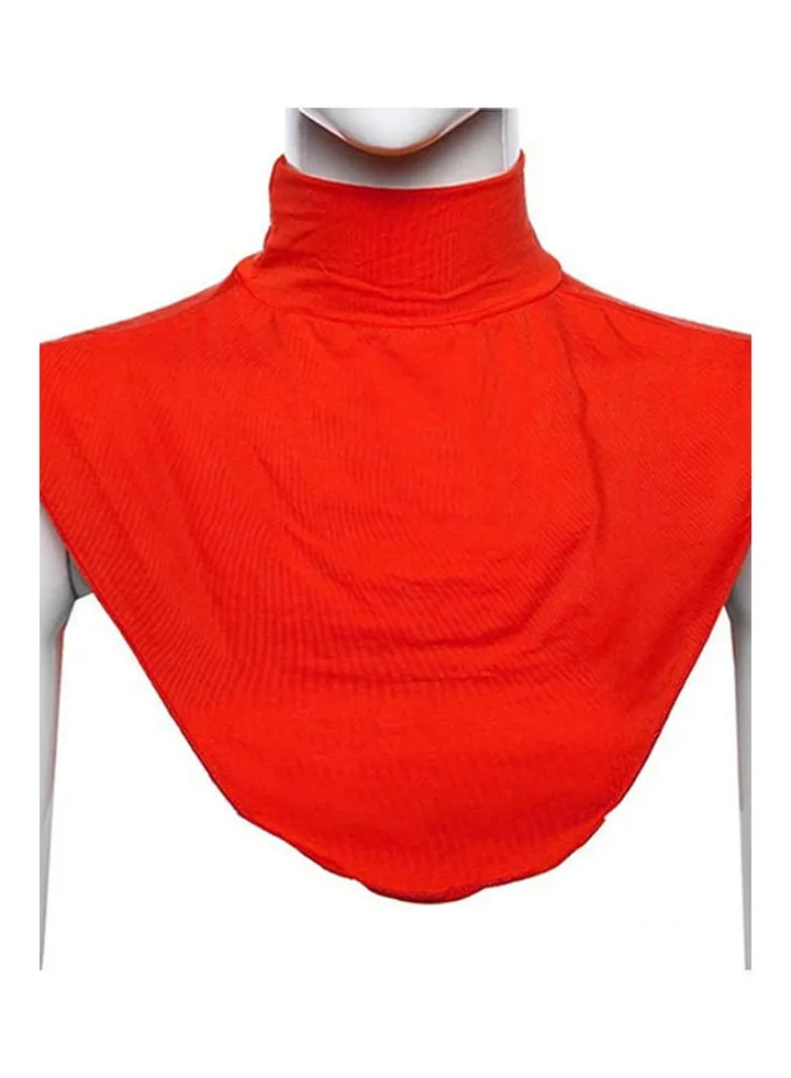 Women's Modal False Collar Hijab Moslem Islamic Pure Color Neck Cover Loop Scarf Red