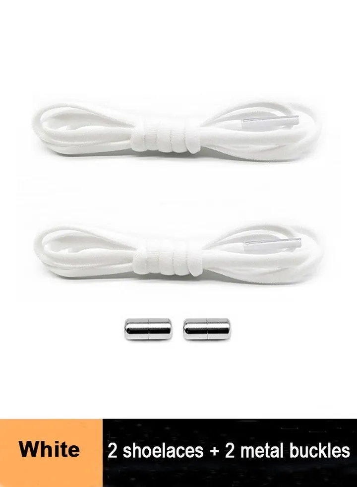 1Pairs No Tie Shoe Laces Tieless Elastic Shoe Laces with Shoelaces Lock Connector, No Tie Shoelaces White
