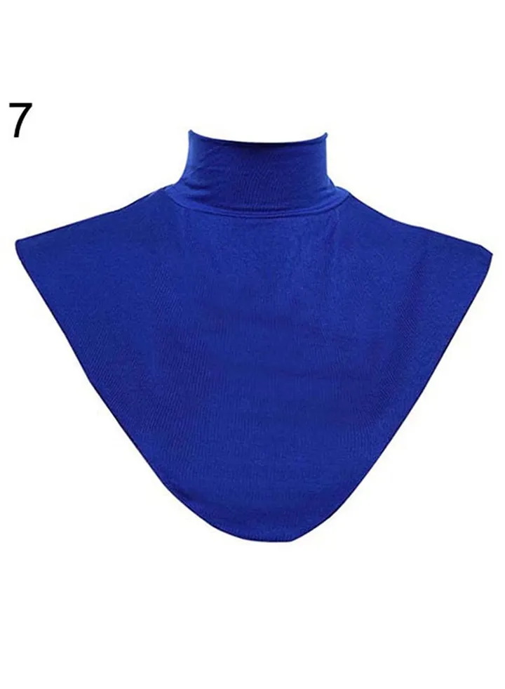 Solid False Collar Hijab Blue