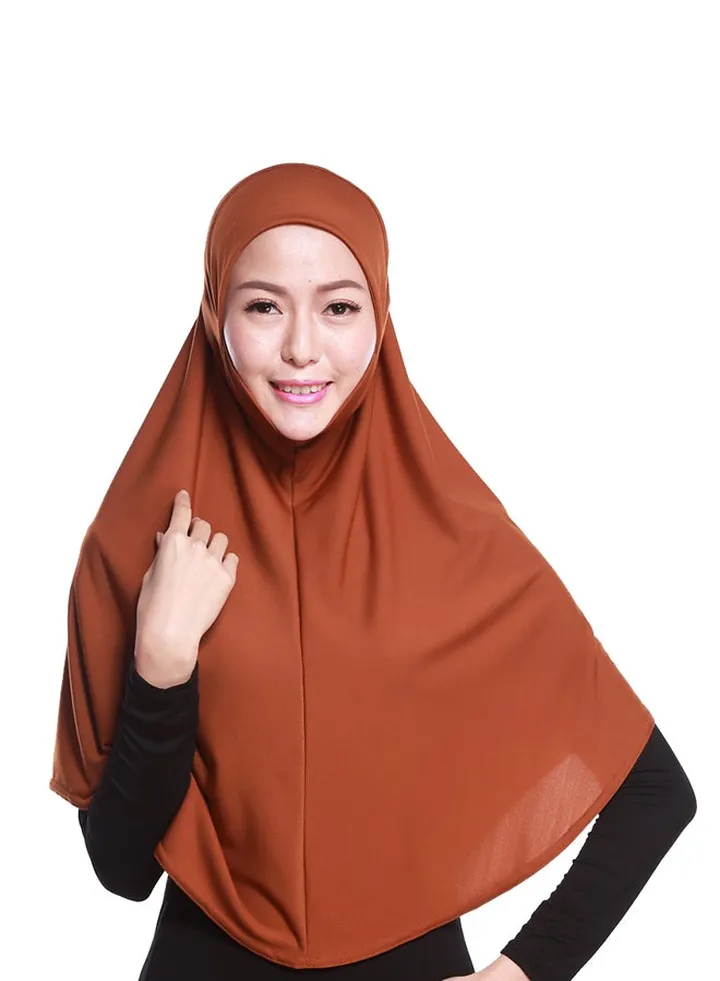 Long Head Cover Hijab Brown